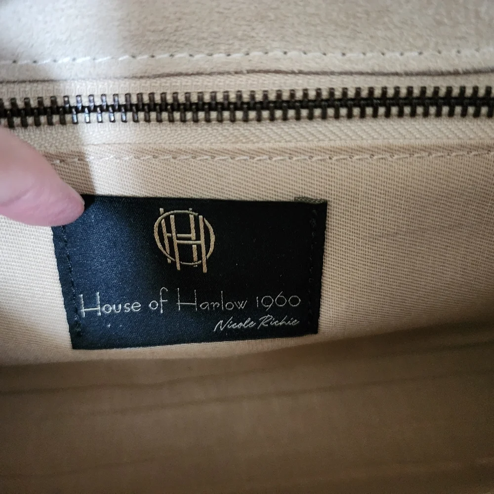 NWOT Revolve House of Harlow 1960‎ Cream White Leather Stud Clutch Crossbody Bag
